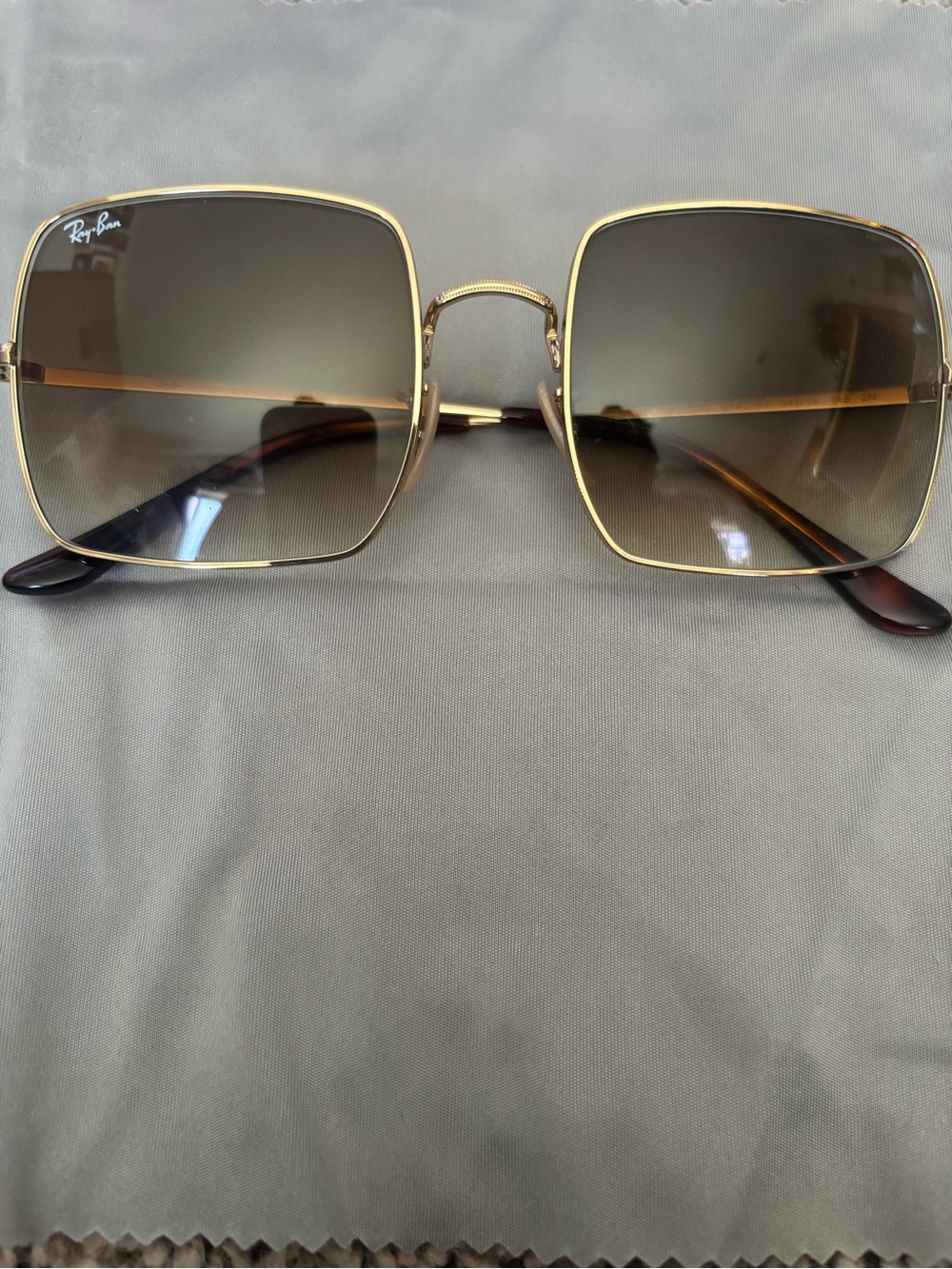 Ray-Ban women’s Gold Frame Sunglasses with Brown Gradient Lenses (Square)